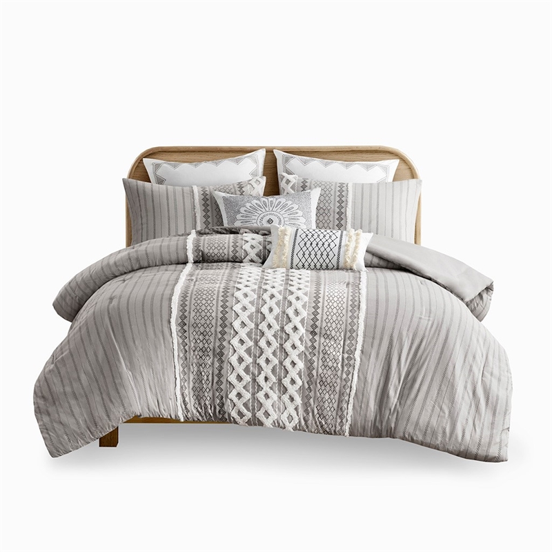 INK+IVY Imani Modern Cotton Comforter Mini Set in Gray Finish
