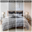 INK+IVY Rhea 3-Piece Mid-Century Cotton Jacquard Comforter Mini Set in Gray
