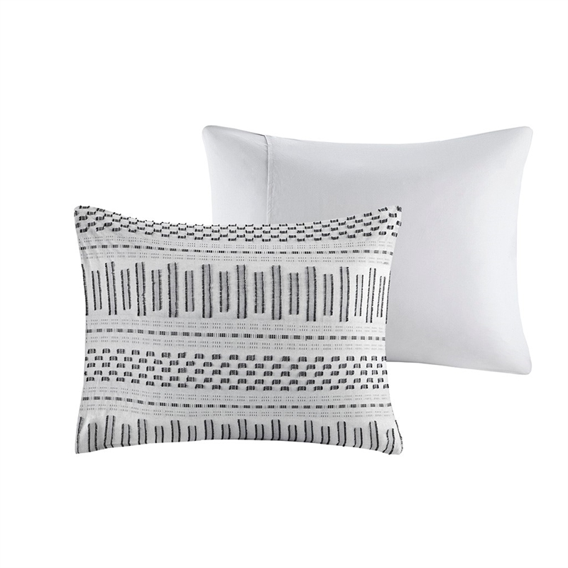 INK+IVY Rhea 3-Piece Mid-Century Cotton Jacquard Comforter Mini Set in Gray