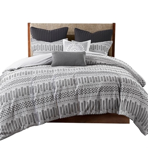 INK+IVY Rhea 3-Piece Mid-Century Cotton Jacquard Comforter Mini Set in Gray