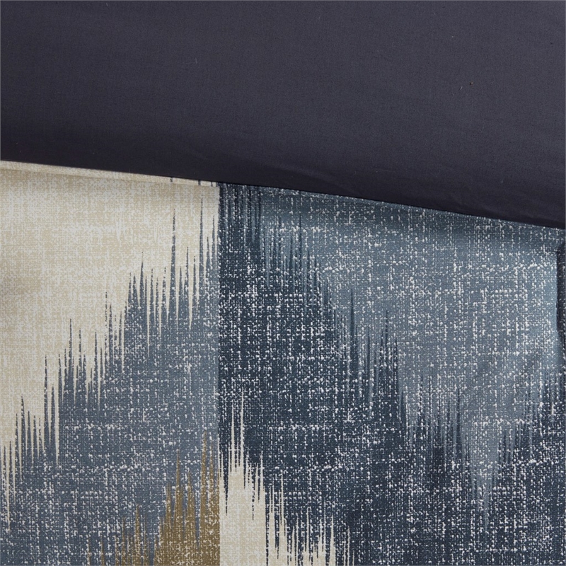 INK+IVY Mid-Century Cotton Printed Comforter Bedding Set in Navy Finish