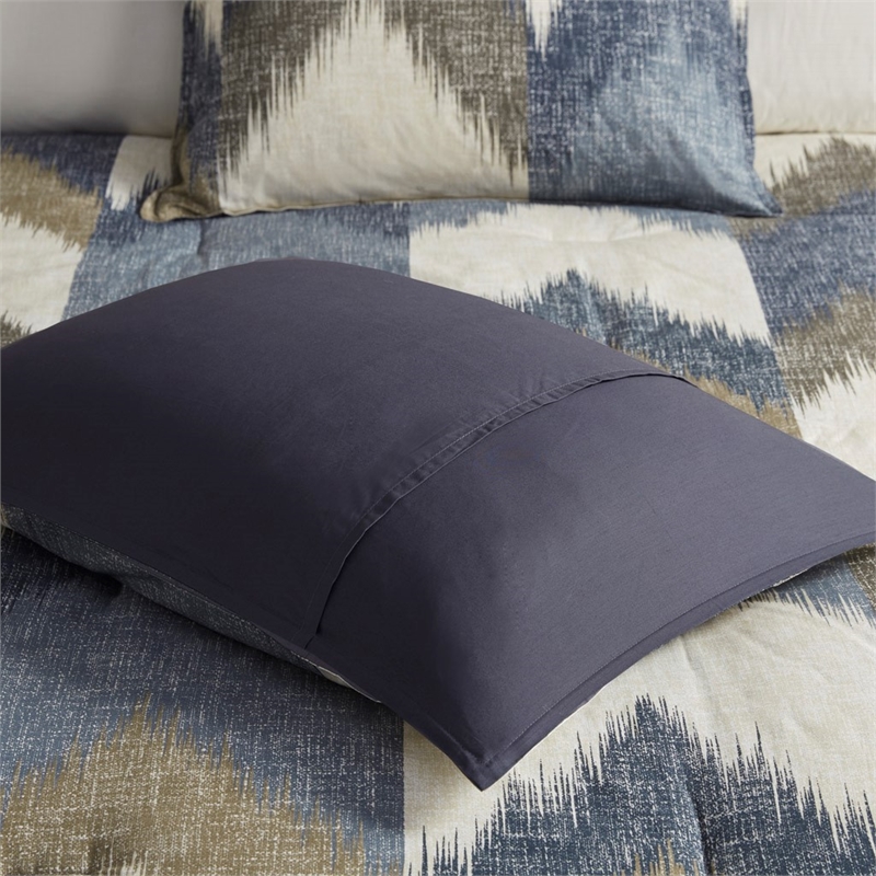 INK+IVY Mid-Century Cotton Printed Comforter Bedding Set in Navy