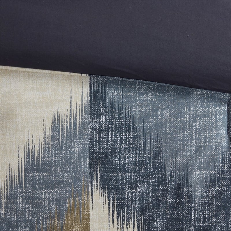 INK+IVY Mid-Century Cotton Printed Comforter Bedding Set in Navy