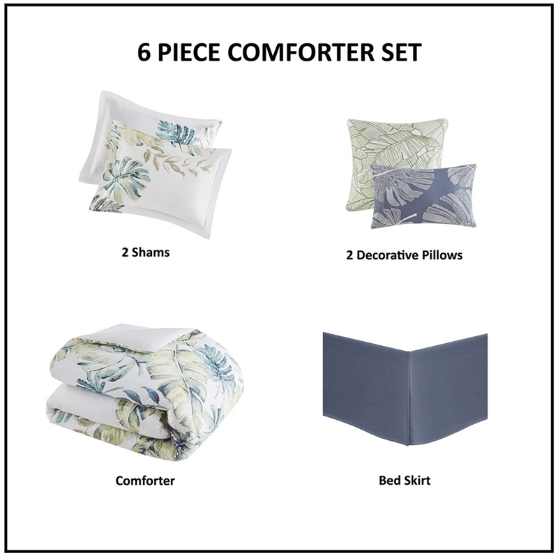 Harbor House Lorelai 6-Piece Cotton Sateen Printed Comforter Set - Multi-Color
