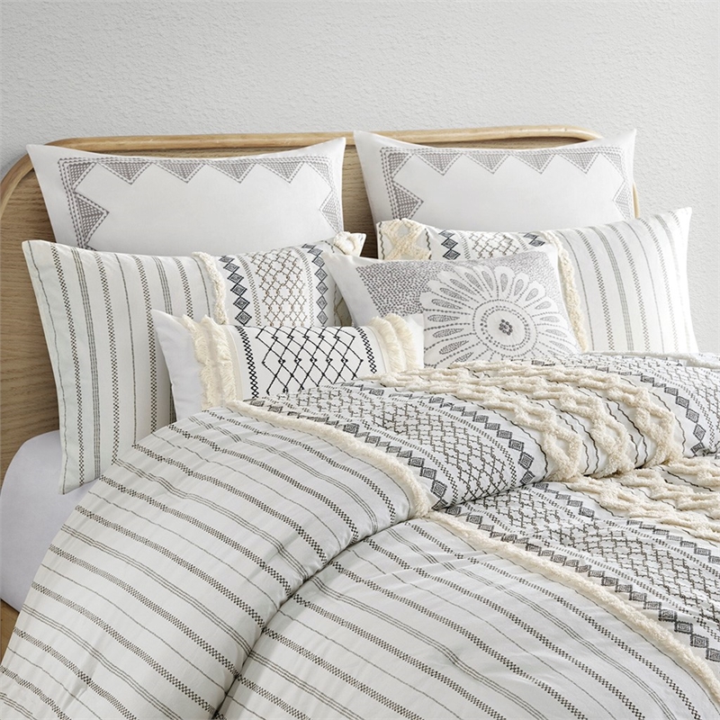 INK+IVY Mid-Century Cotton Printed Comforter Mini Set in Ivory
