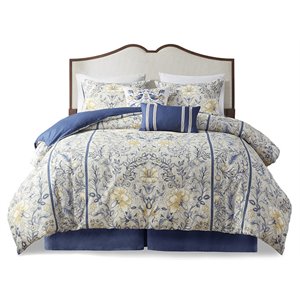 Harbor House Livia 6-Piece Cotton Comforter Set w/ Decorative Pillows in Blue