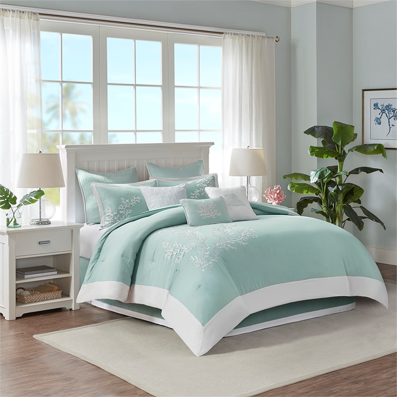 Harbor House Coastline Cotton Jacquard Comforter Set w/ Embroidery - Blue