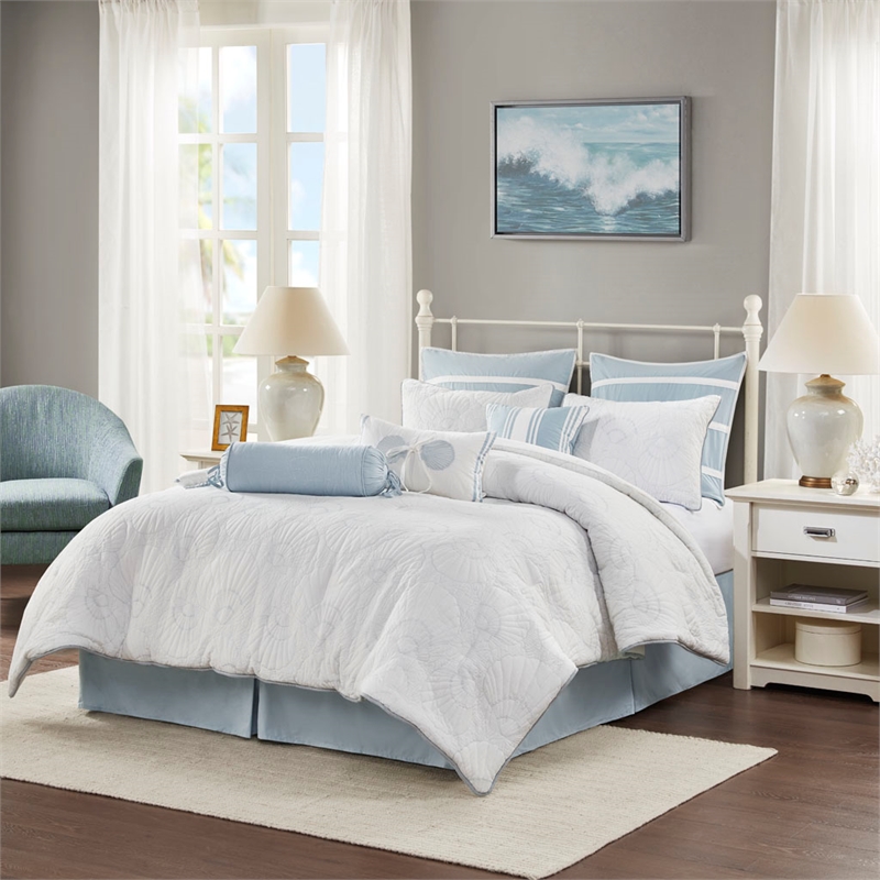 Harbor House Crystal Beach Cotton Quilted Comforter Set in White Finish