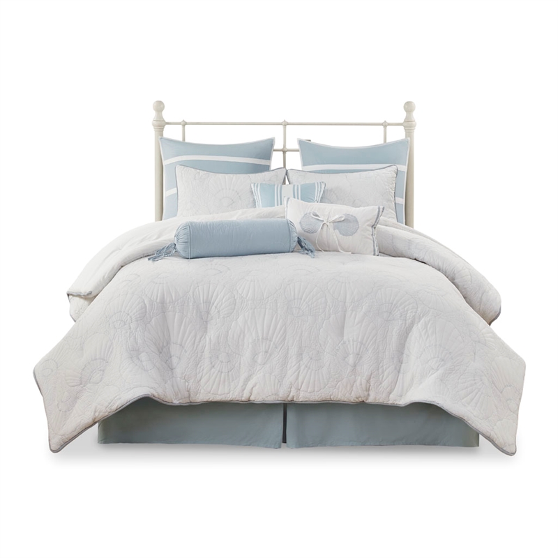 Harbor House Crystal Beach Cotton Quilted Comforter Set in White Finish