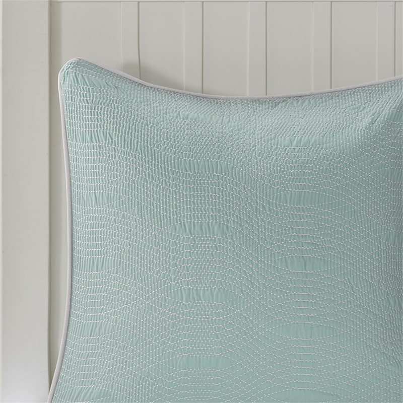 Harbor House Coastline Coastal Cotton Quilted Euro Sham in Aqua Blue