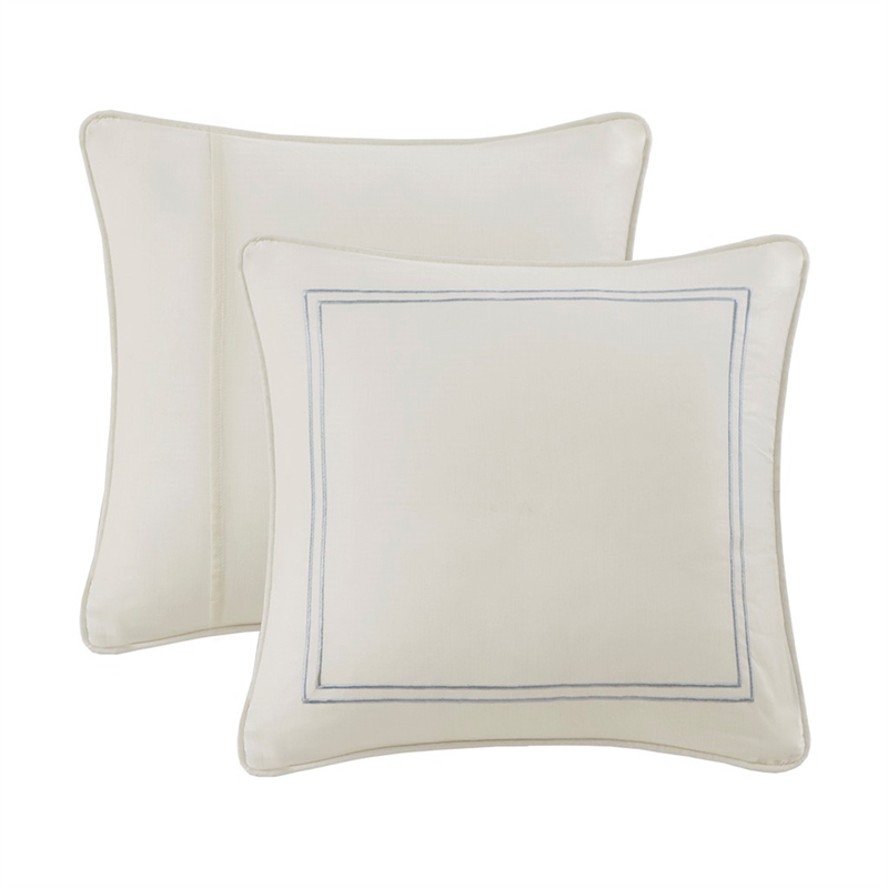 Harbor House Chelsea Traditional Cotton Sateen Euro Sham with Embroidery - Ivory