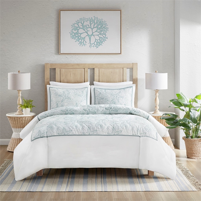Harbor House Maya Bay Cotton Duvet Mini Set with Embroidery in White