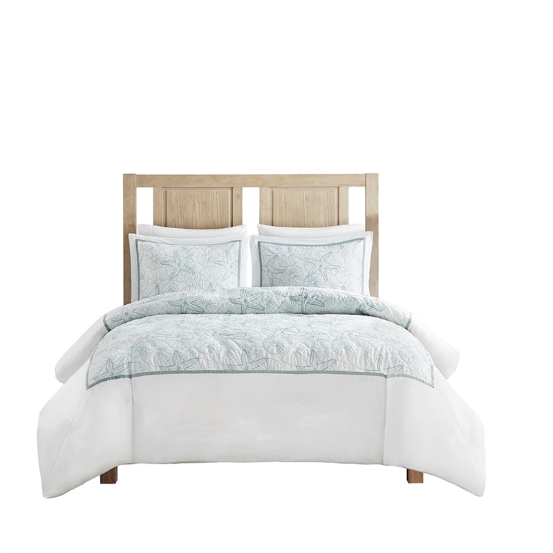 Harbor House Maya Bay Cotton Duvet Mini Set with Embroidery in White
