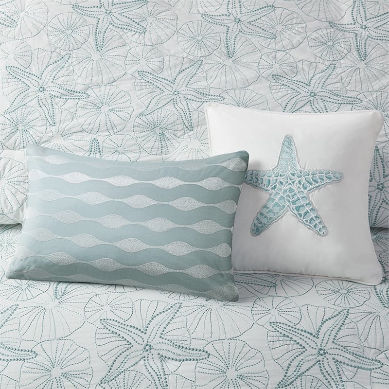 Harbor House Maya Bay Cotton Duvet Mini Set with Embroidery in White Finish
