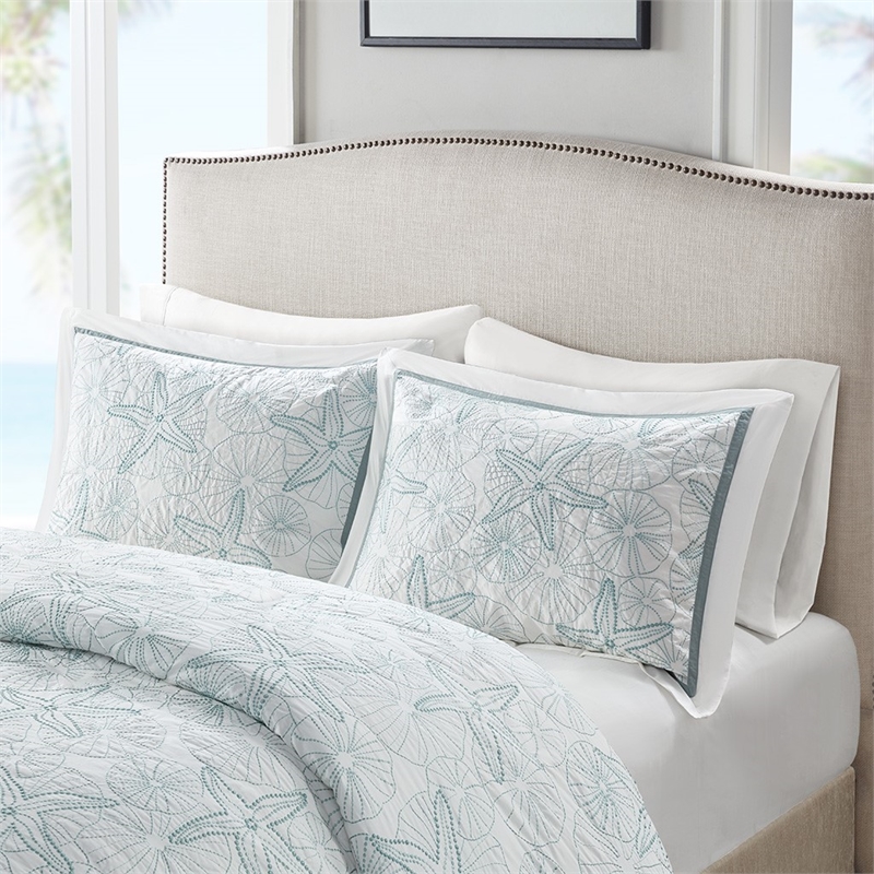 Harbor House Maya Bay Cotton Duvet Mini Set with Embroidery in White Finish