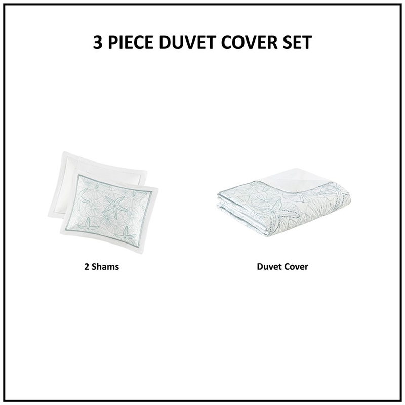Harbor House Maya Bay Cotton Duvet Mini Set with Embroidery in White Finish