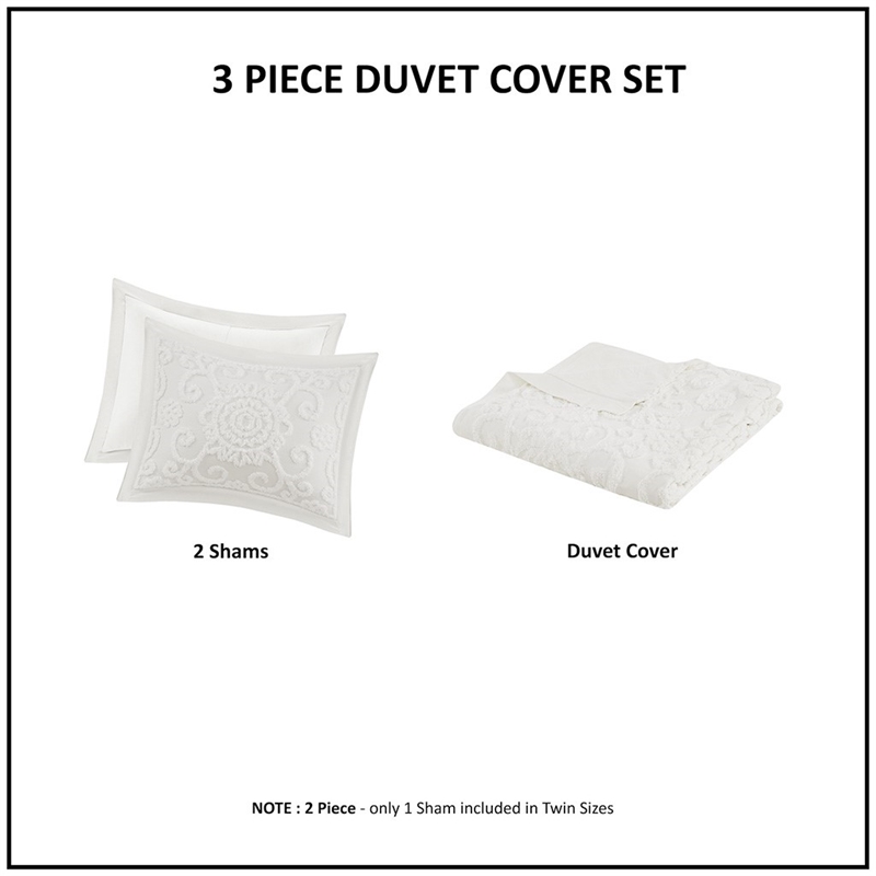 Harbor House Suzanna Cotton Duvet Mini Set with Embroidery in Ivory Finish