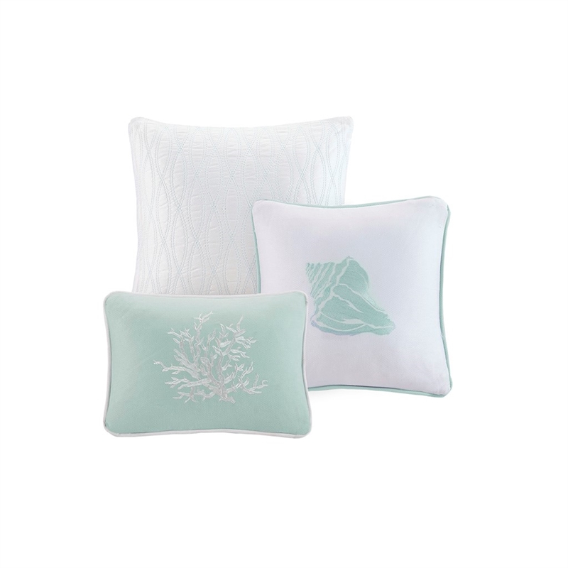 Harbor House Cotton Jacquard Duvet Mini Set with Embroidery in Aqua Blue