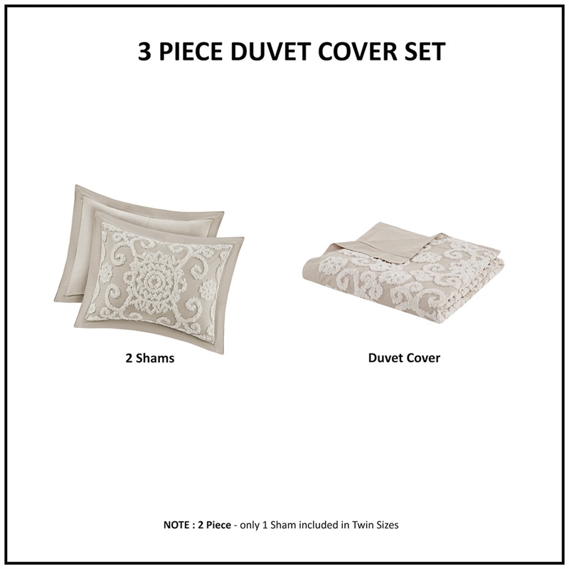 Harbor House Suzanna Cotton Tufted Embroidered Duvet Cover Mini Set in Beige