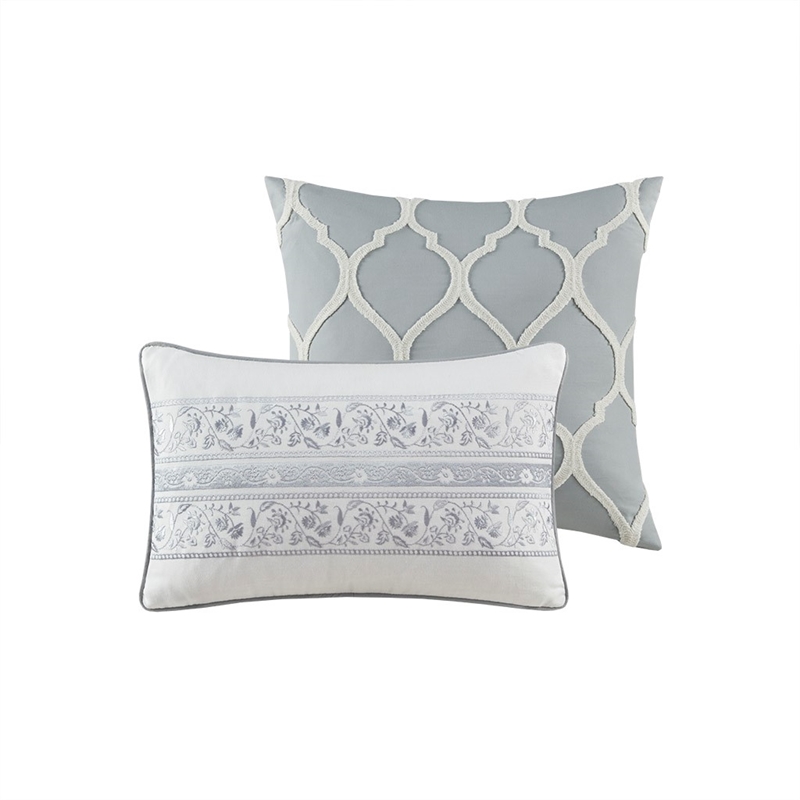 Harbor House Hallie 5-Piece Cotton Sateen Printed Duvet Set in Gray