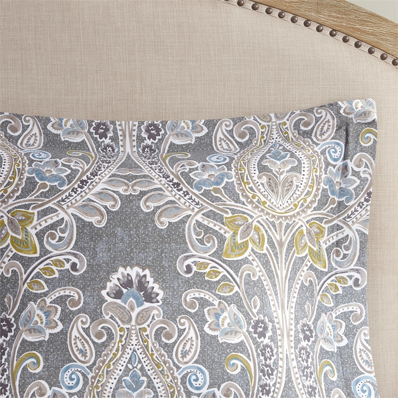 Harbor House Hallie 5-Piece Cotton Sateen Printed Duvet Set in Gray