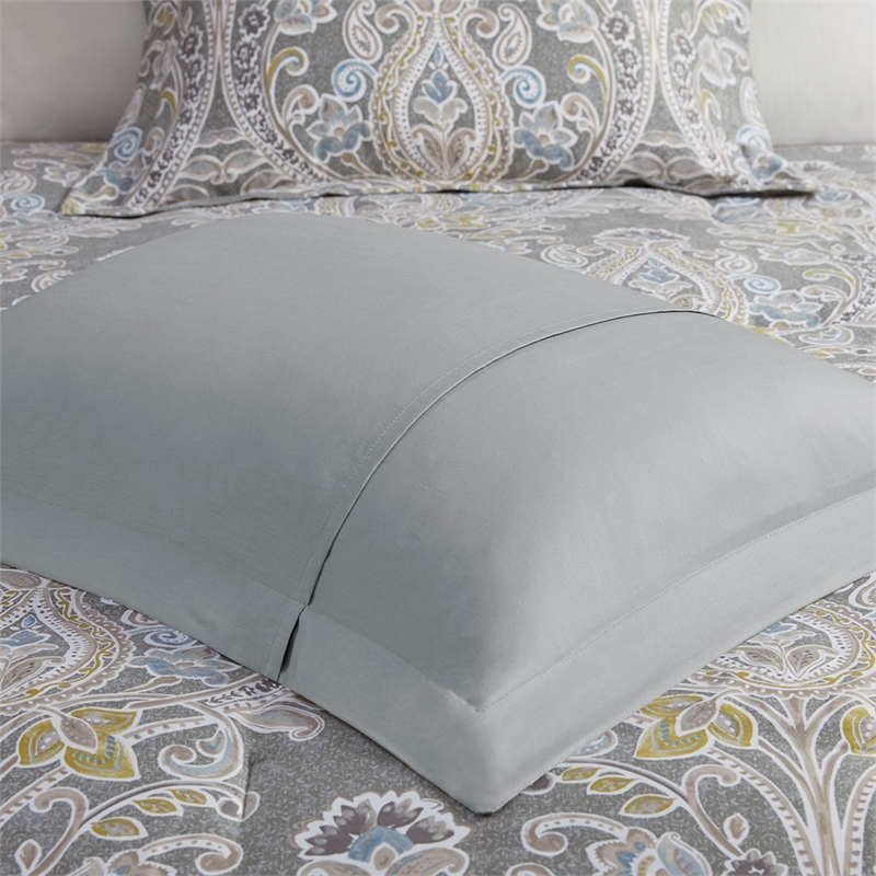 Harbor House Hallie 5-Piece Cotton Sateen Printed Duvet Set in Gray