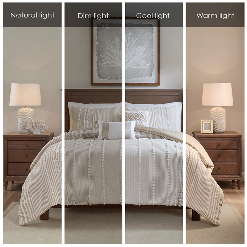 Harbor House Anslee Cotton Yarn Dyed Tufted Duvet Cover Mini Set in Beige