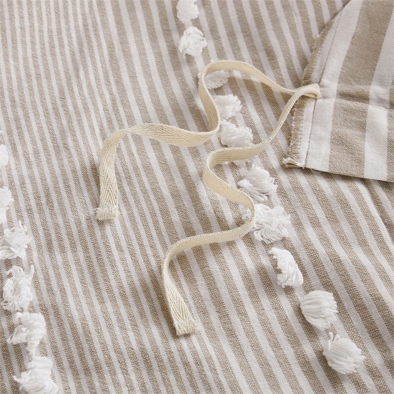 Harbor House Anslee Cotton Yarn Dyed Tufted Duvet Cover Mini Set in Beige