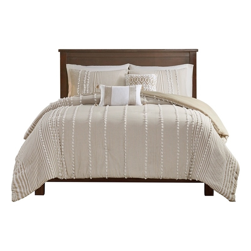 Harbor House Anslee Cotton Yarn Dyed Tufted Duvet Cover Mini Set in Beige