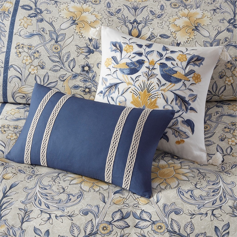 Harbor House Livia 5-Piece Traditional Cotton Duvet Set in Blue Finish