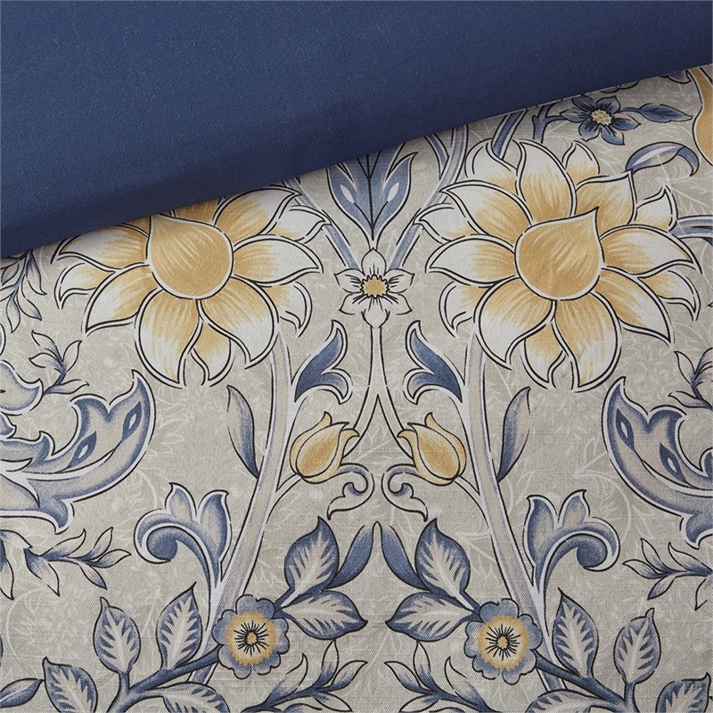Harbor House Livia 5-Piece Traditional Cotton Duvet Set in Blue Finish