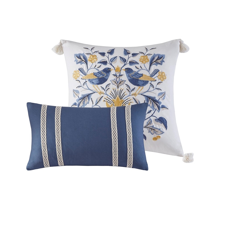 Harbor House Livia 5-Piece Traditional Cotton Duvet Set in Blue Finish