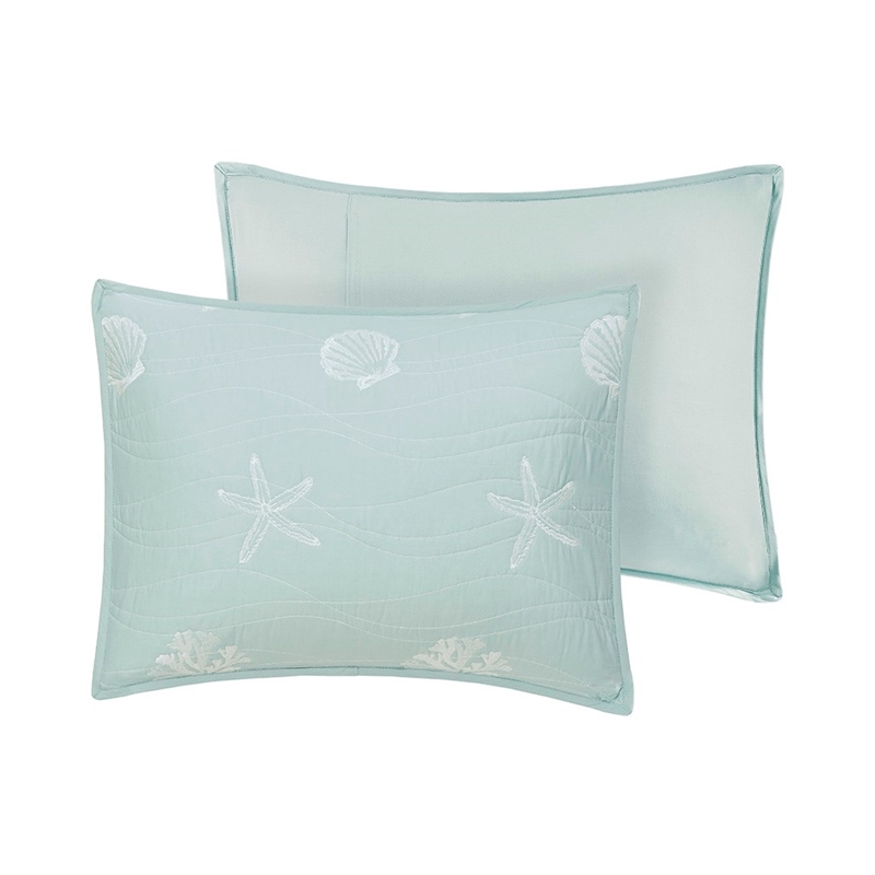 Harbor House Seaside Cotton Percale Coverlet Set with Embroidery in Green