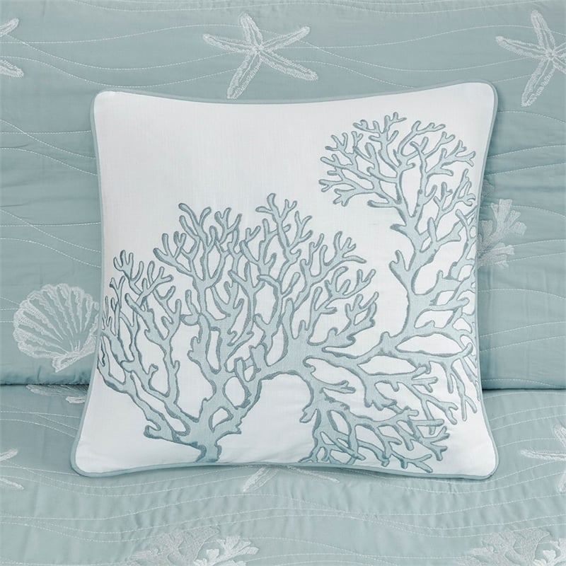 Harbor House Seaside Cotton Percale Coverlet Set with Embroidery in Green