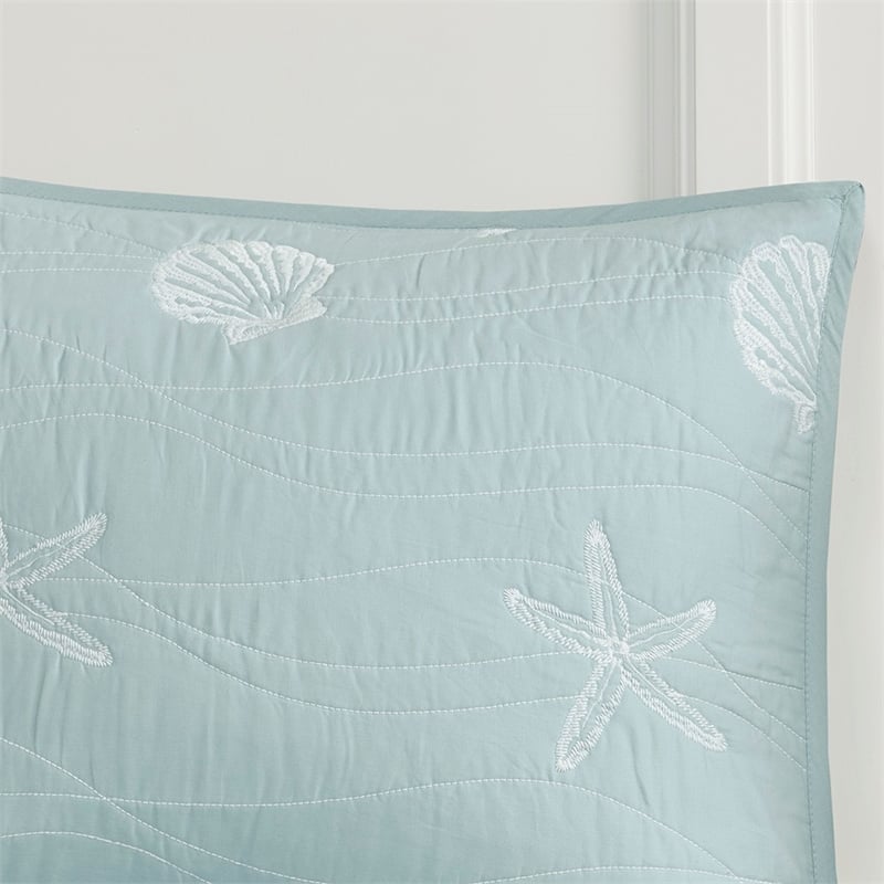 Harbor House Seaside Cotton Percale Coverlet Set with Embroidery in Green