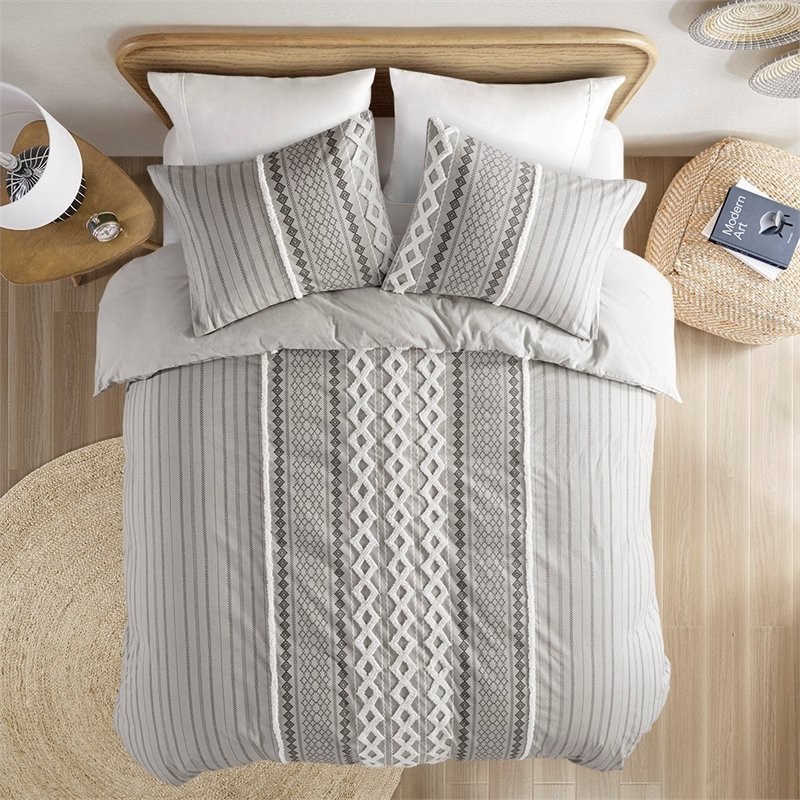 INK+IVY Imani Modern Cotton Duvet Cover Mini Set in Gray Finish