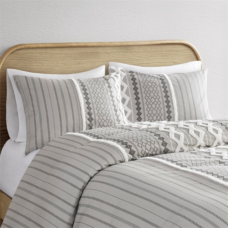 INK+IVY Imani Modern Cotton Duvet Cover Mini Set in Gray Finish