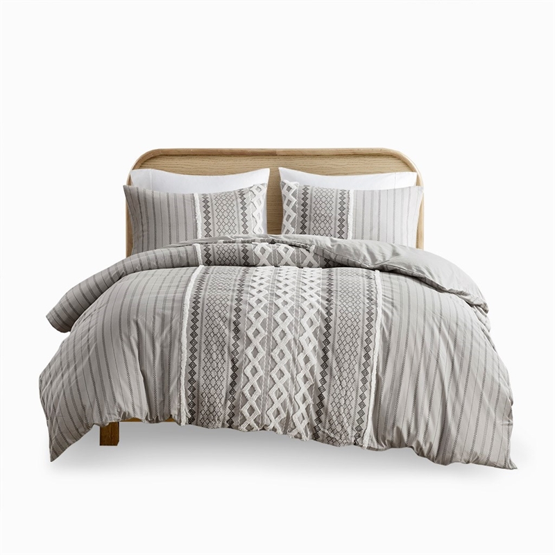 INK+IVY Imani Modern Cotton Duvet Cover Mini Set in Gray Finish