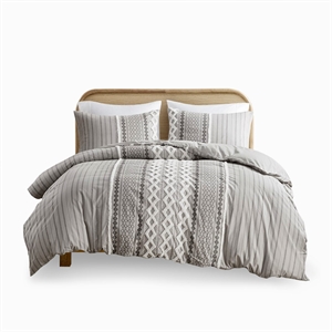 INK+IVY Imani Modern Cotton Duvet Cover Mini Set in Gray Finish