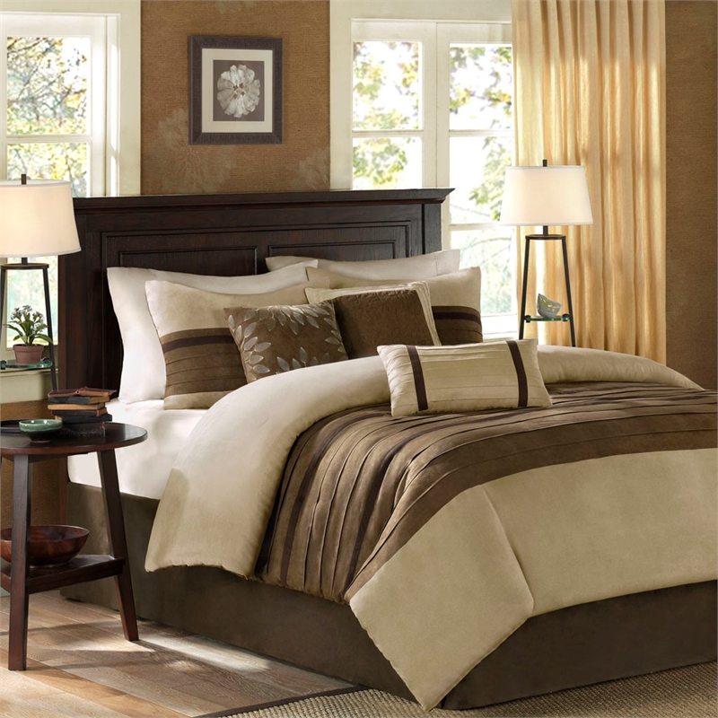 Madison Park Palmer 7-piece Polyester Microsuede Comforter Set in Natural Finish