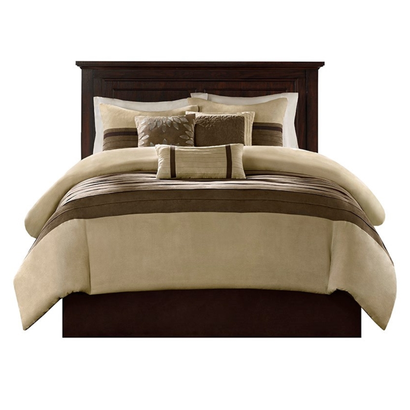 Madison Park Palmer 7-piece Polyester Microsuede Comforter Set in Natural Finish