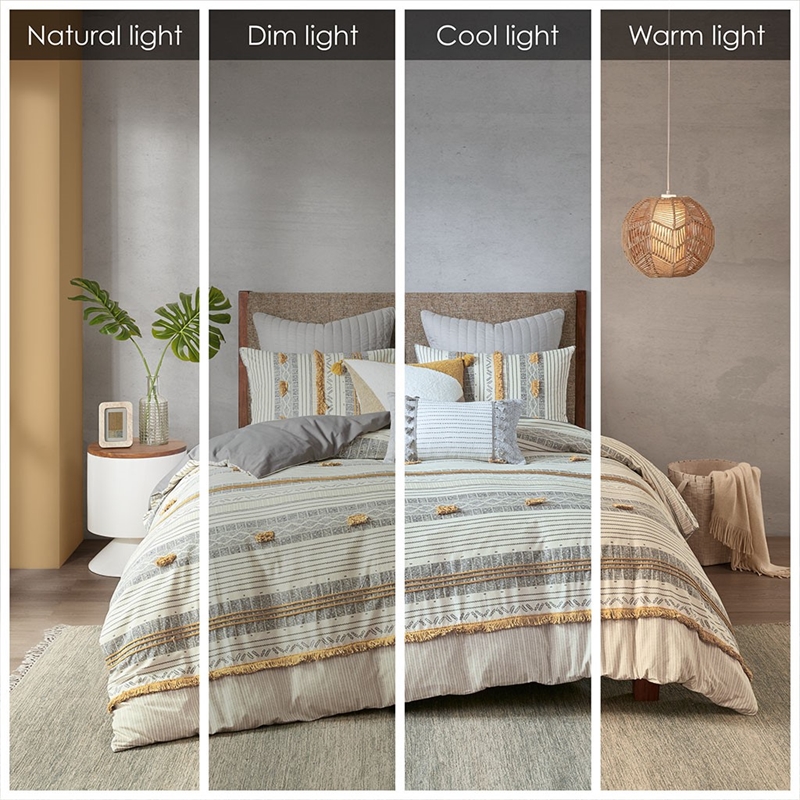 INK+IVY Cody 3-piece Contemporary Cotton Duvet Cover Set in Yellow/Gray
