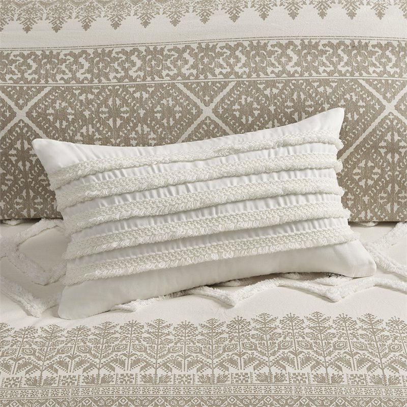 INK+IVY Mila 3-piece Cotton Full/Queen Duvet Cover Set with Chenille in Brown