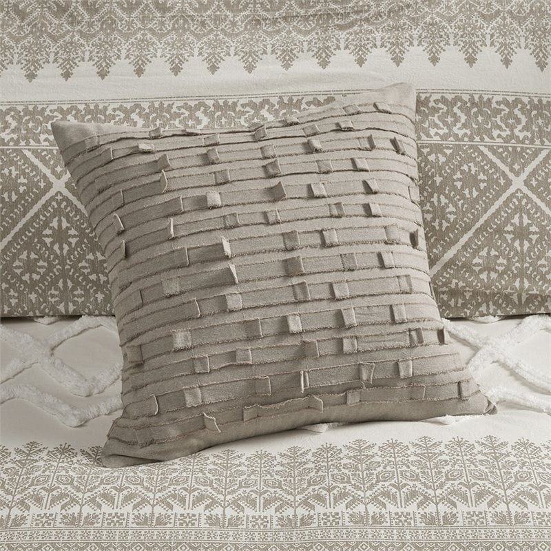 INK+IVY Mila 3-piece Cotton Full/Queen Duvet Cover Set with Chenille in Brown