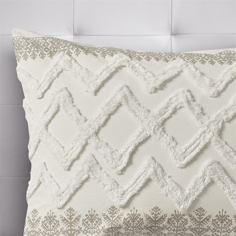 INK+IVY Mila 3-piece Cotton Full/Queen Duvet Cover Set with Chenille in Brown