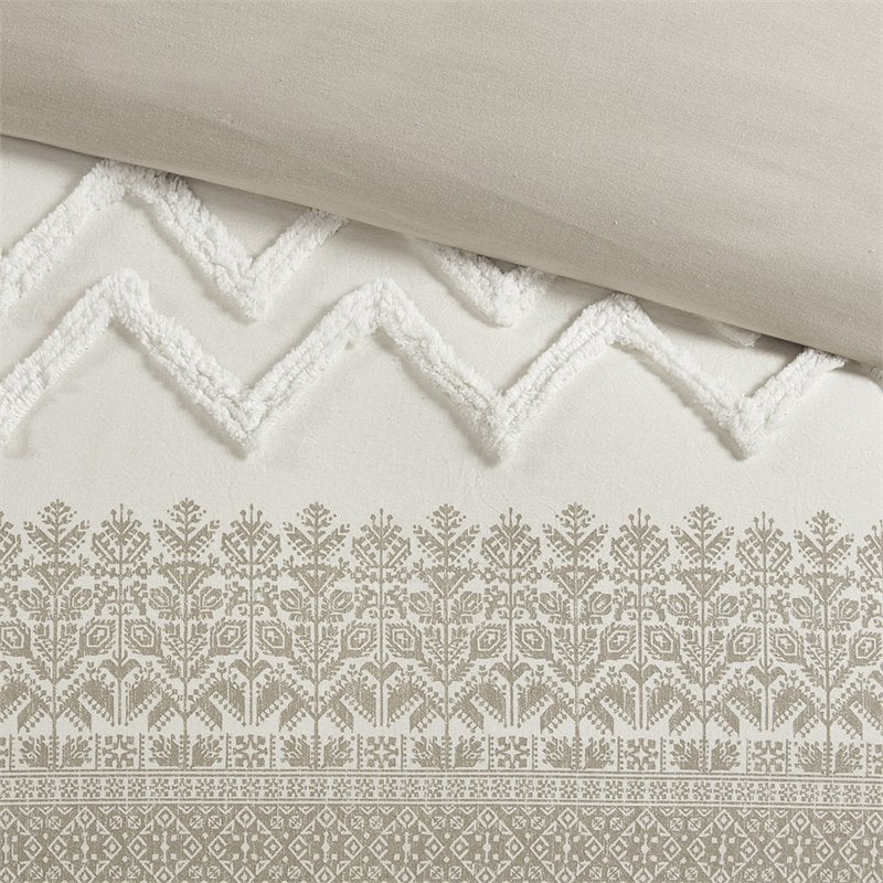 INK+IVY Mila 3-piece Cotton Full/Queen Duvet Cover Set with Chenille in Brown