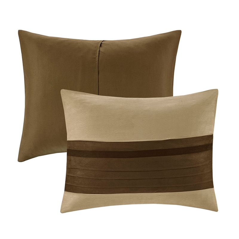 madison park palmer 7-piece polyester microsuede comforter set - natural finish