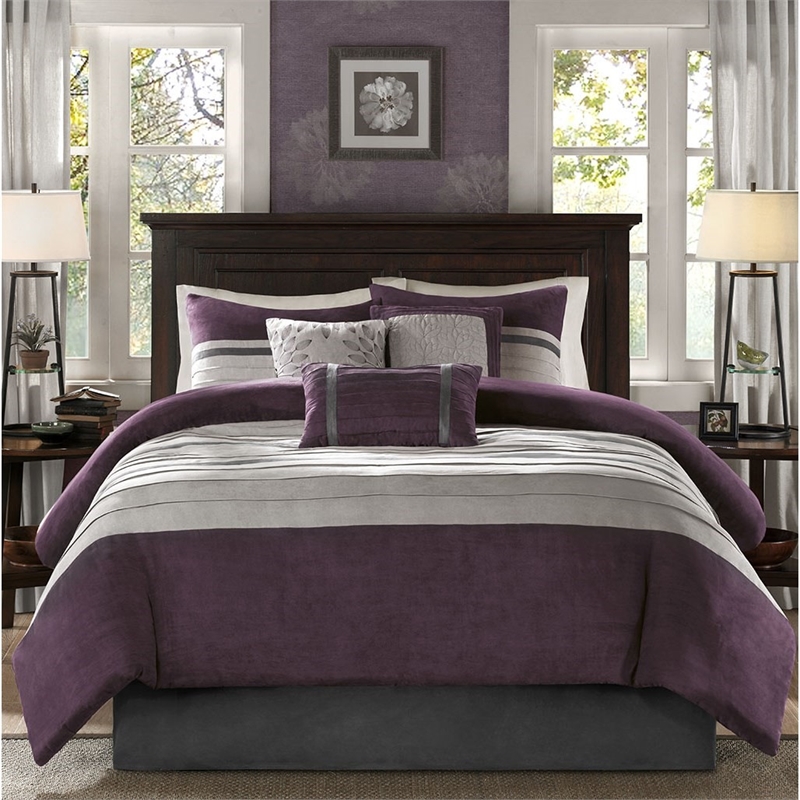 Madison Park Palmer 7-piece Polyester Microsuede Comforter Set in Purple