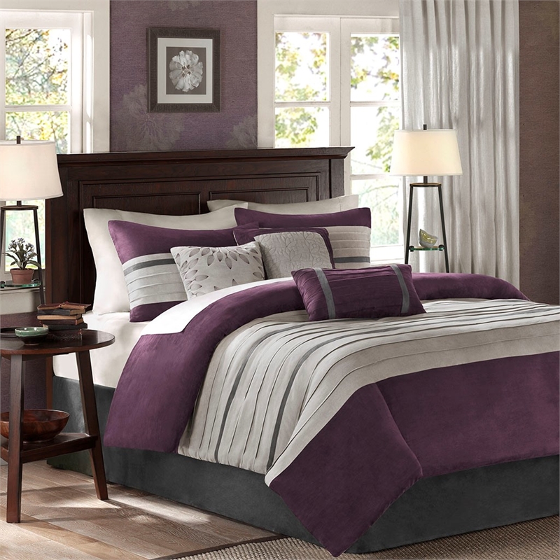 Madison Park Palmer 7-piece Polyester Microsuede Comforter Set in Purple