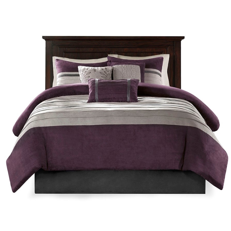 Madison Park Palmer 7-piece Polyester Microsuede Comforter Set in Purple